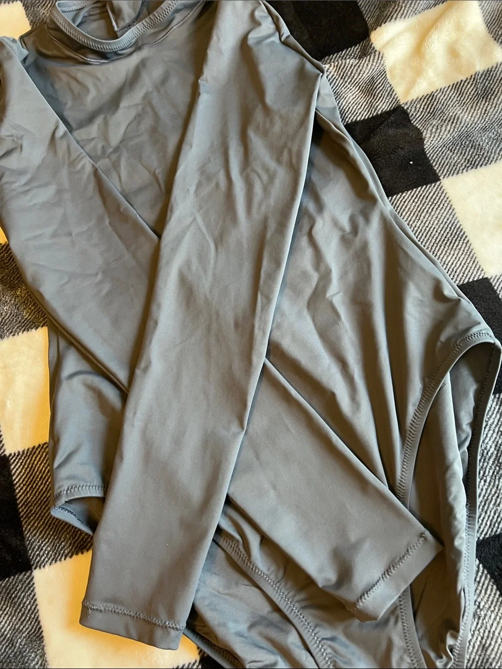 SKIMS Long-Sleeve One-Piece Bathing Suit - Gray size Medium